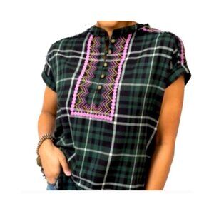 EUC Ivy Jane Plaid Popover, sz S/M